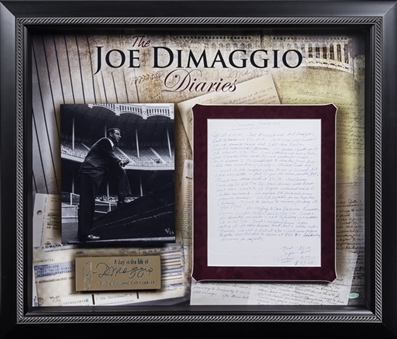 1993 Joe DiMaggio Handwritten Diary Entry With Photo In 28x23 Framed Display (Steiner)
